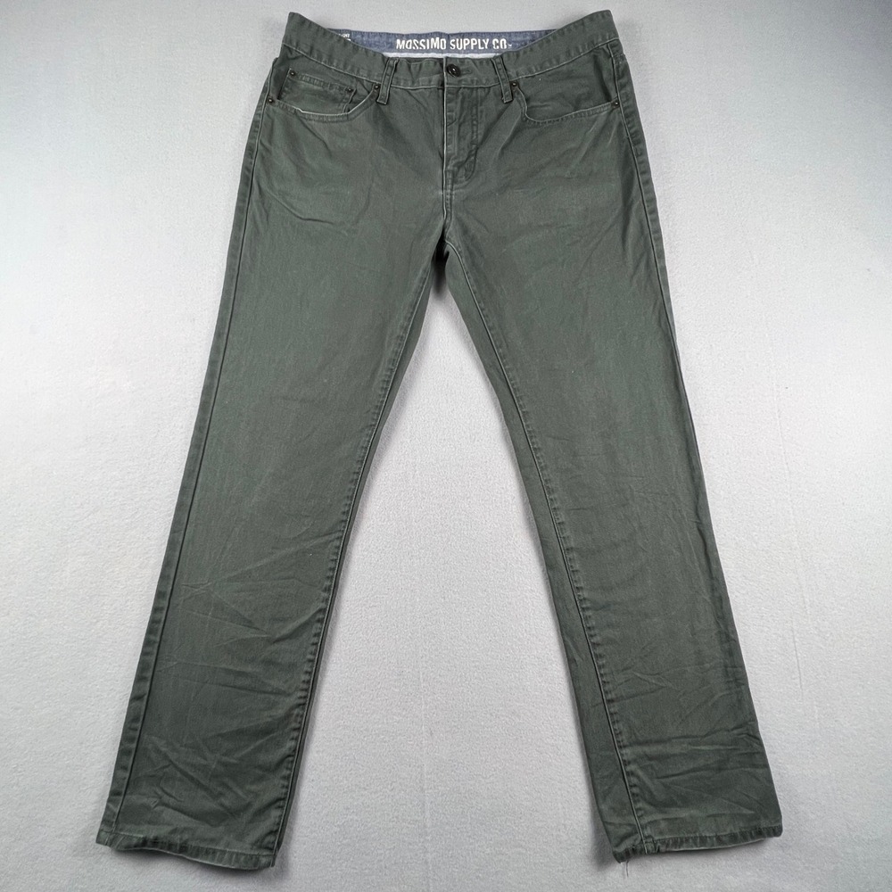 Mossimo Supply Co Pants Mens 34x31 Olive Green Slim Straight Cotton Chino Casual